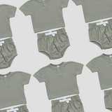 Organic Ribbed Tee + Bloomers - Pistachio