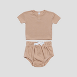 Organic Ribbed Tee + Bloomers - Primrose