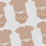 Organic Ribbed Tee + Bloomers - Primrose