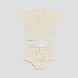 Organic Ribbed Tee + Bloomers - Vanilla