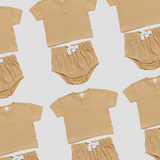 Organic Ribbed Tee + Bloomers - Sand