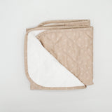 beehave, bee print with bronze background, reusable change mat, luxe quilted change mat; reusable cloth nappy accessory