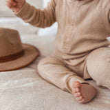 Organic Ribbed Romper - Sand