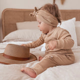 Organic Ribbed Romper - Sand