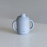 Silicone sippy cup, blue grey fog colour, double handle, baby essential