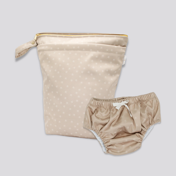 Bebe Hive Luxe large wet bag and swim nappy set. High quality reusable baby products
