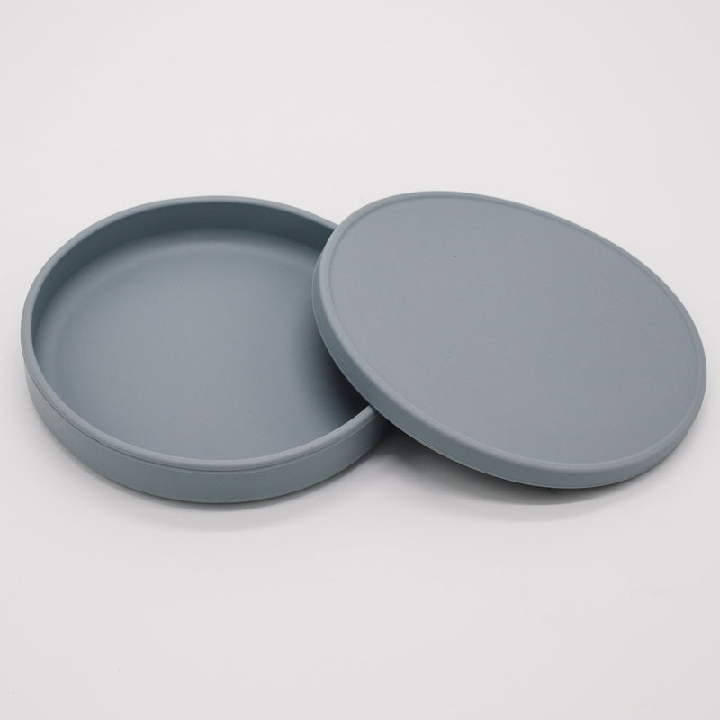 Silicone Plate with Lid - Fog
