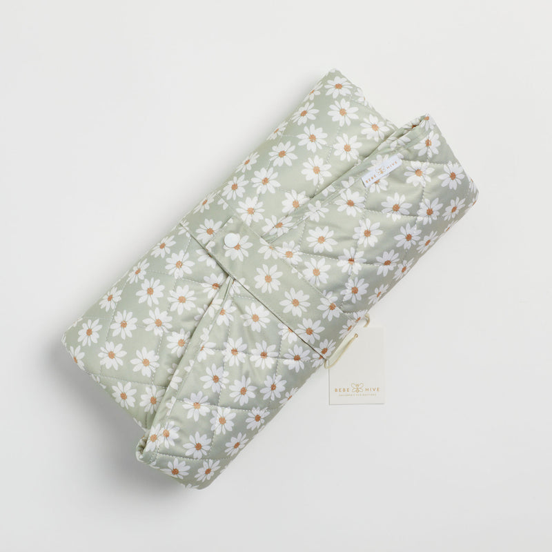 Quilted Luxe Play Mat - Wild Daisy Sea Mist Green