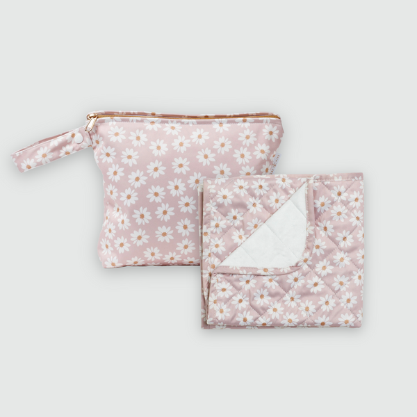 Luxe Change Mat + Medium Wet Bag - Wild Daisy Lilac Ash