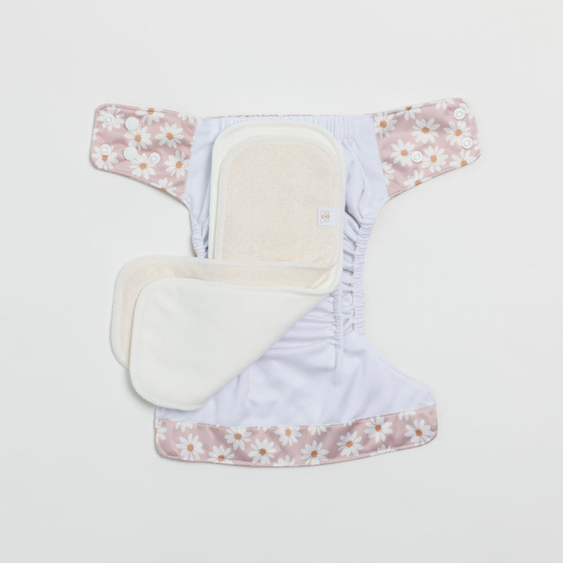 V2 Premium Pocket Cloth Nappy - Wild Daisy Lilac Ash